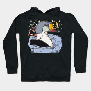 King Eider duck watercolor sketch Hoodie